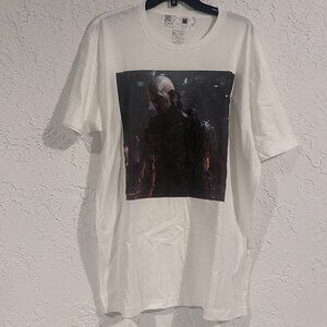 One-of-a-kind AI Art Graphic T-Shirt – Dark Sci-Fi Cyborg – White – Size XL –NEW